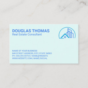 Blue Real Estate House Logo Business Card
