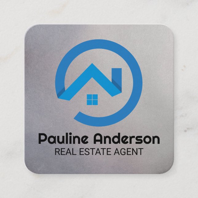 Blue Real Estate Logo Appointment Card (Front)
