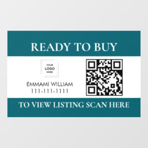 Blue Realtor QR Code For Sale Window Cling