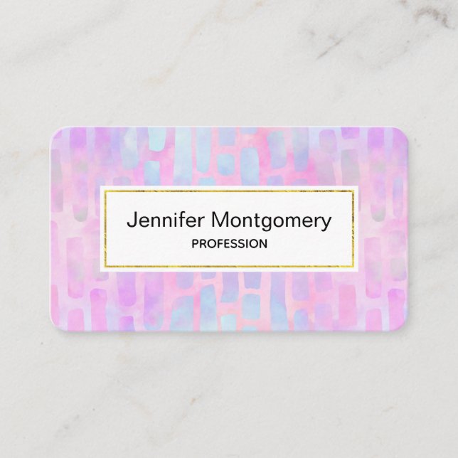 Blue Rectangle Shapes on Pink Background  Business Card (Front)