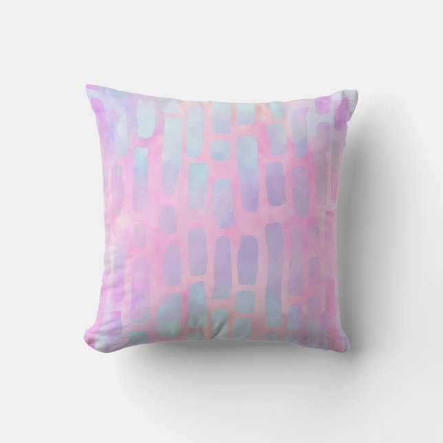 Blue Rectangle Shapes on Pink Background  Cushion (Front)