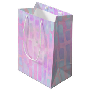 Blue Rectangle Shapes on Pink Background Medium Gift Bag