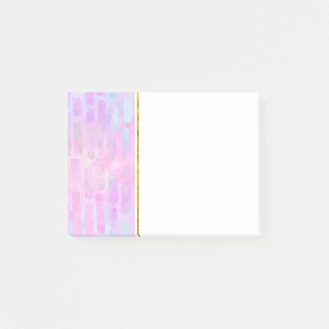 Blue Rectangle Shapes on Pink Background  Post-it Notes (Front)
