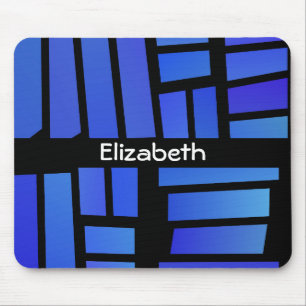Blue Rectangle Tiles Personalised Mouse Pad