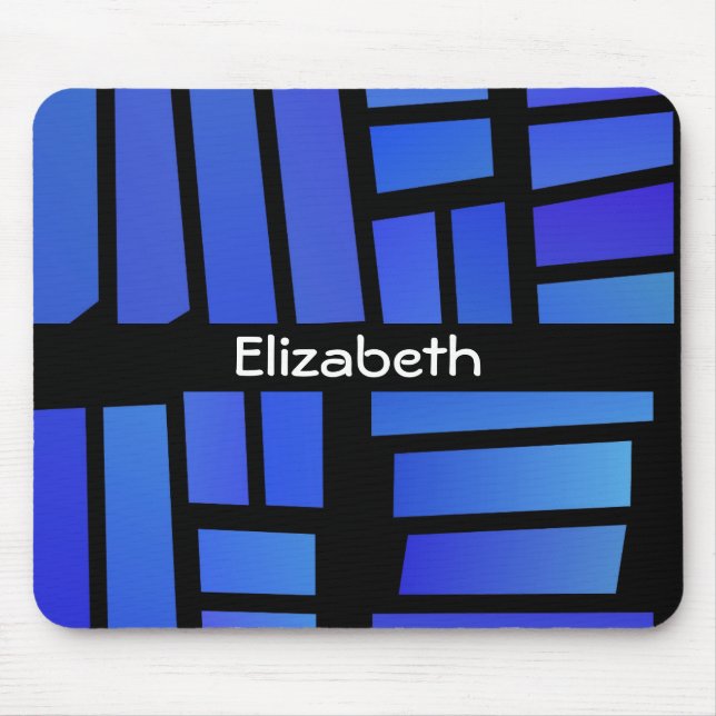 Blue Rectangle Tiles Personalised Mouse Pad (Front)