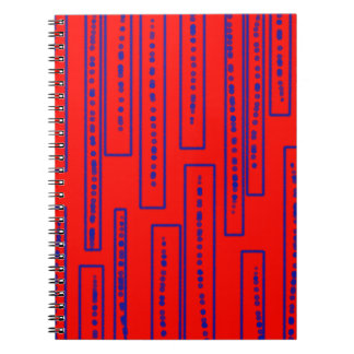 Blue rectangles on red  notebook