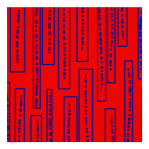 Blue rectangles on red poster