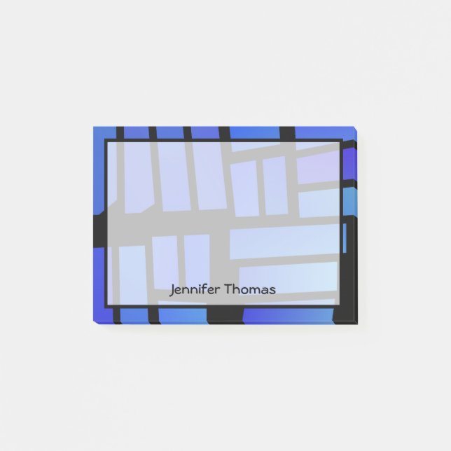 Blue Rectangular Tiles Personalised Post-it Notes (Front)