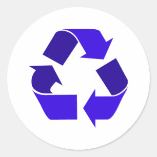 blue recycle classic round sticker