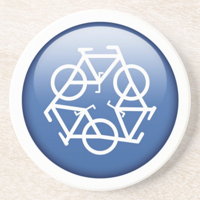 Blue Recycle Sandstone Coaster (Front)