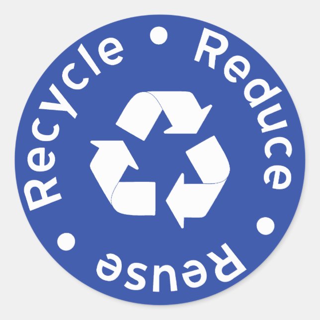 Blue Recycling Symbol Sticker (Front)