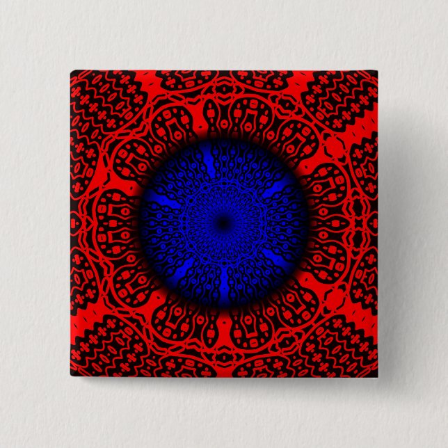 blue, red 15 cm square badge (Front)