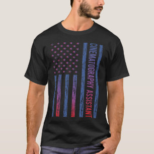 Blue Red American Flag Cinematography Assistant T-Shirt