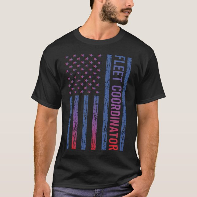 Blue Red American Flag Fleet Coordinator T-Shirt (Front)