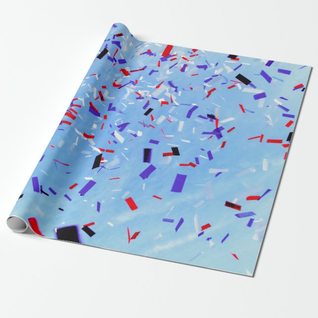 Blue, red, and black paper cutouts (Unrolled)