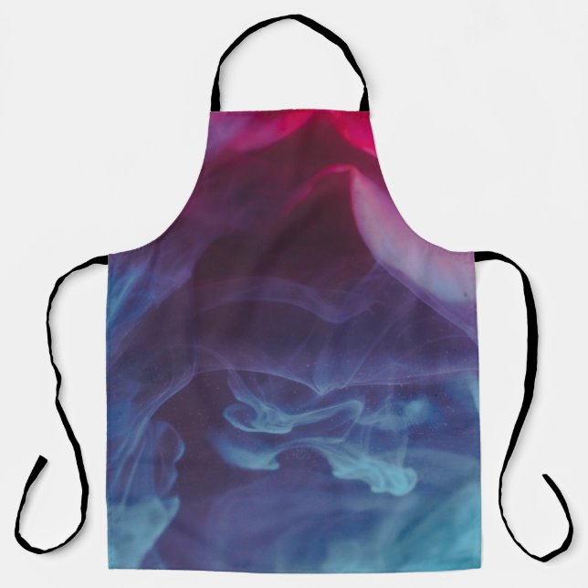 Blue, red, and black smoke digital wallpaper apron (Front)