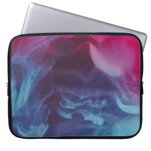 Blue, red, and black smoke digital wallpaper laptop sleeve