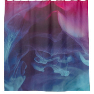 Blue, red, and black smoke digital wallpaper shower curtain