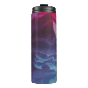 Blue, red, and black smoke digital wallpaper thermal tumbler