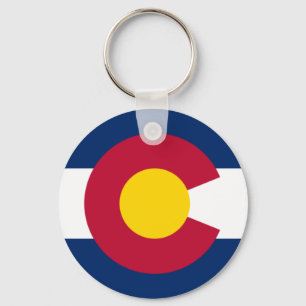 Blue Red and Gold Flag of Colorado Key Ring