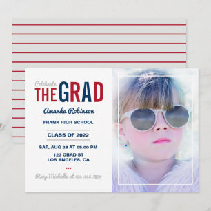 Blue, Red and Silver Graduation Party Invitation