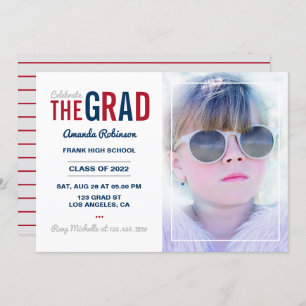 Blue, Red and Silver Graduation Party Invitation