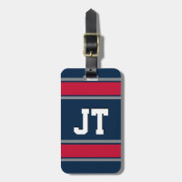 Blue, Red, and Silver Sport Stripes Monogramed