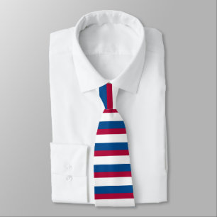 Blue Red and White Horizontally-Striped Tie