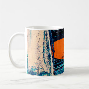 Blue, red, and white painting coffee mug