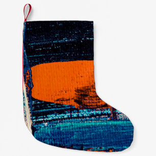 Blue, red, and white painting small christmas stocking