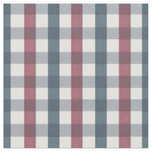 Blue, Red and White Plaid Pattern Fabric
