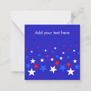 Blue, Red and White Star Pattern Personalised Card