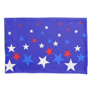Blue, Red and White Star Pattern Pillowcase