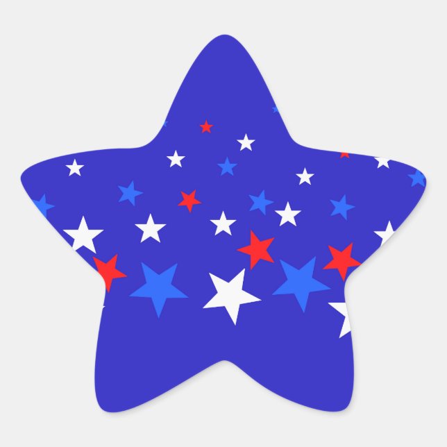 Blue, Red and White Star Pattern Sticker (Front)