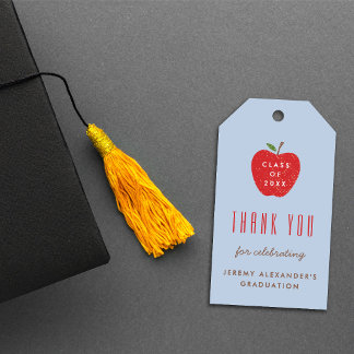 Blue Red Apple Graduation Party Favour Gift Tag