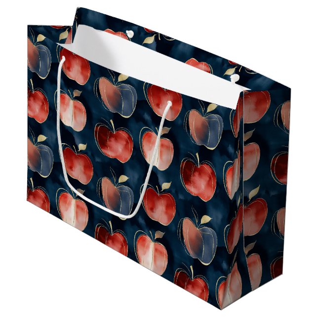 Blue Red Apples  Large Gift Bag (Front Angled)