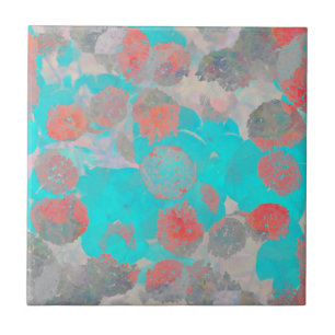 Blue red art of romantic floral / flower pattern ceramic tile