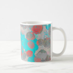 Blue red art of romantic floral / flower pattern coffee mug