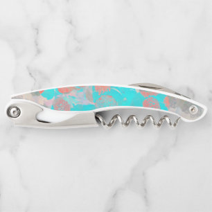 Blue red art of romantic floral / flower pattern corkscrew