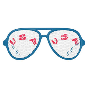 Blue Red Aviator Party Shades, White Sunglass Sunglasses