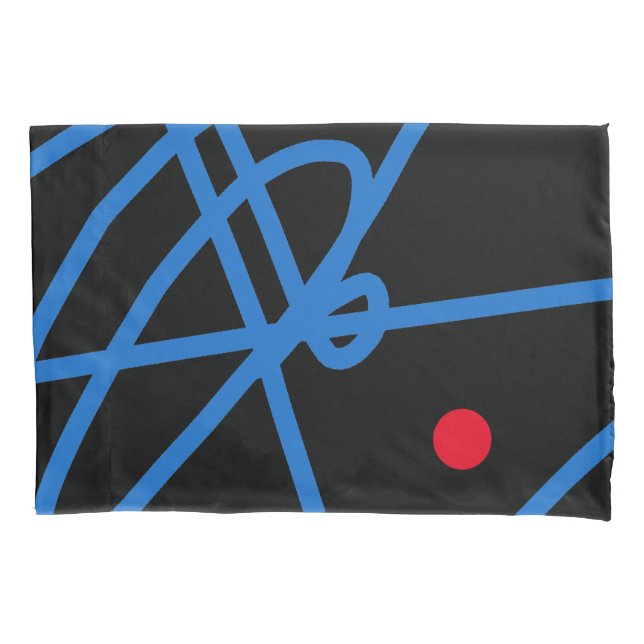 Blue Red Black Abstract Art Minimalism Pillowcase (Front)
