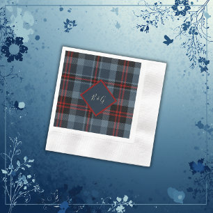 blue red black scottish celtic tartan pattern napkin