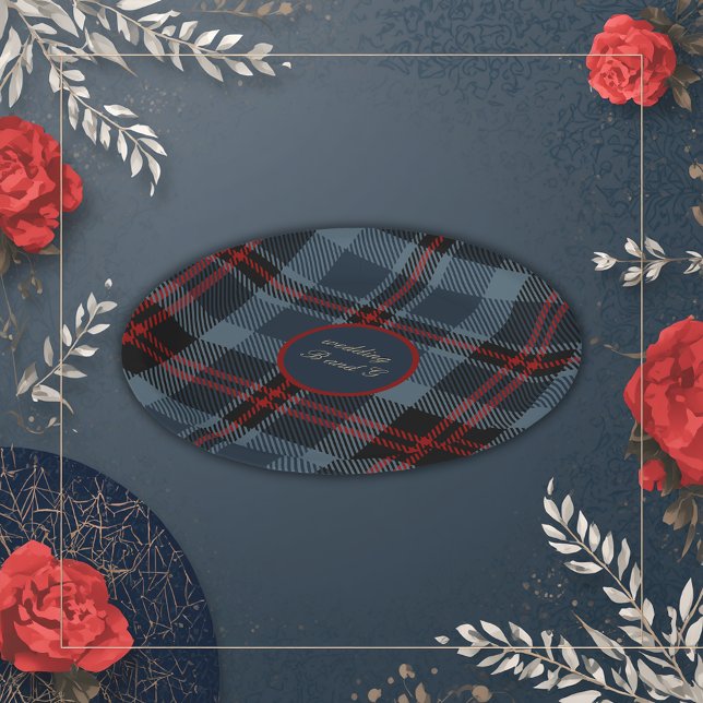 blue red black scottish celtic tartan pattern paper plate (Creator Uploaded)