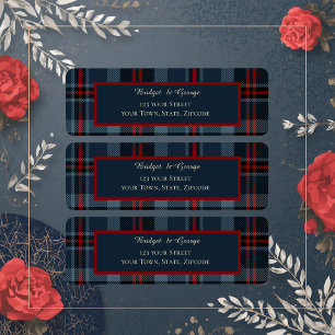 blue red black scottish celtic tartan pattern return address label