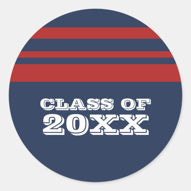 Blue/Red Bold Stripes Graduation Stickers (Front)