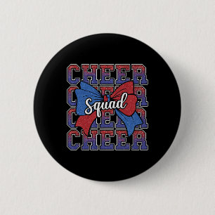 Blue Red Bow Cheer Squad Sport Cheerleader Cheerle 6 Cm Round Badge