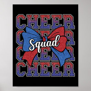 Blue Red Bow Cheer Squad Sport Cheerleader Cheerle Poster