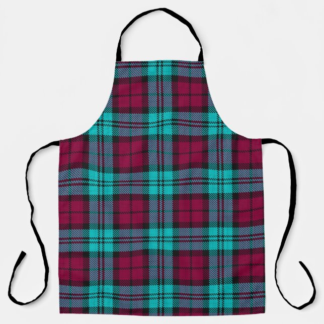 Blue Red Campbell Tartan Blackwatch Plaid Apron (Front)