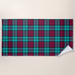 Blue Red Campbell Tartan Blackwatch Plaid Beach Towel