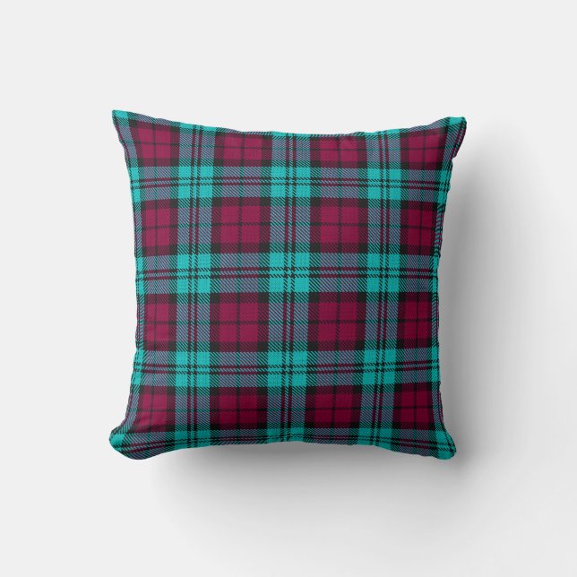 Blue Red Campbell Tartan Blackwatch Plaid Cushion (Front)